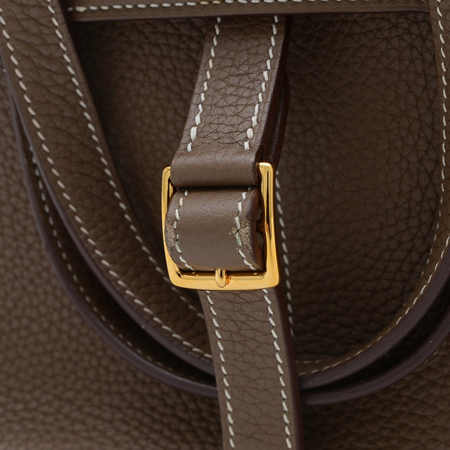 Hermes Alezan Etoupe Gray Taurillon Clemence Leather Handbag Shoulder Bag ( )