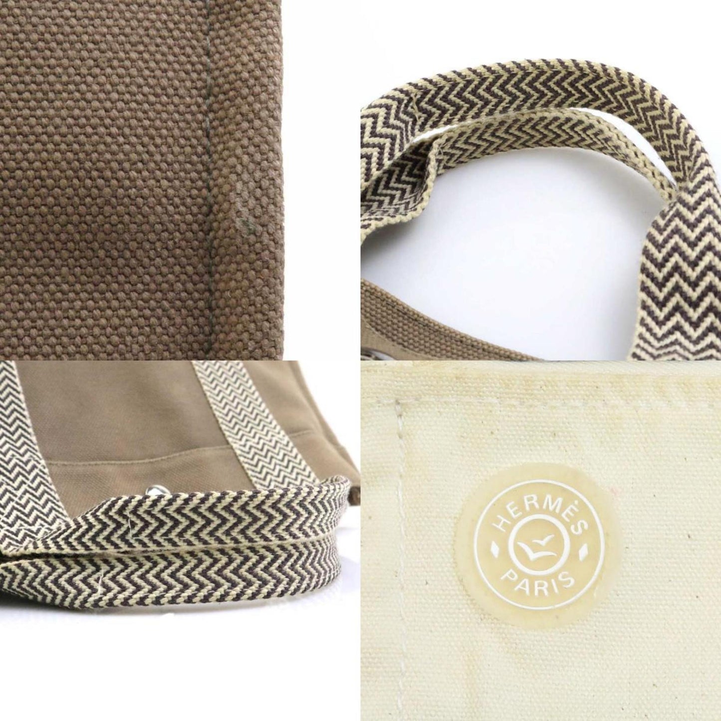Hermes Brown Cotton Handbag Tote Bag ( )