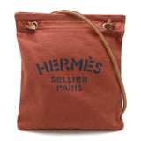 Hermes Brown Toile Chevron Leather Shoulder Bag ( )