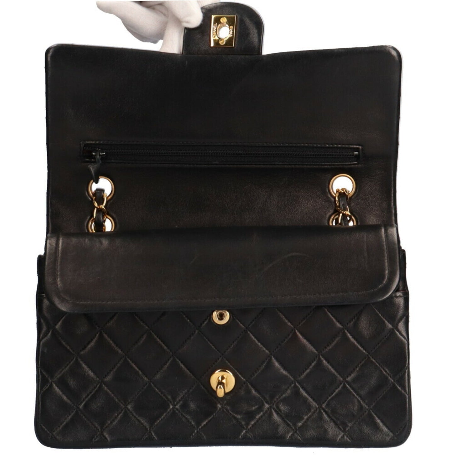 CHANEL chain matelasse shoulder bag lambskin black ladies
