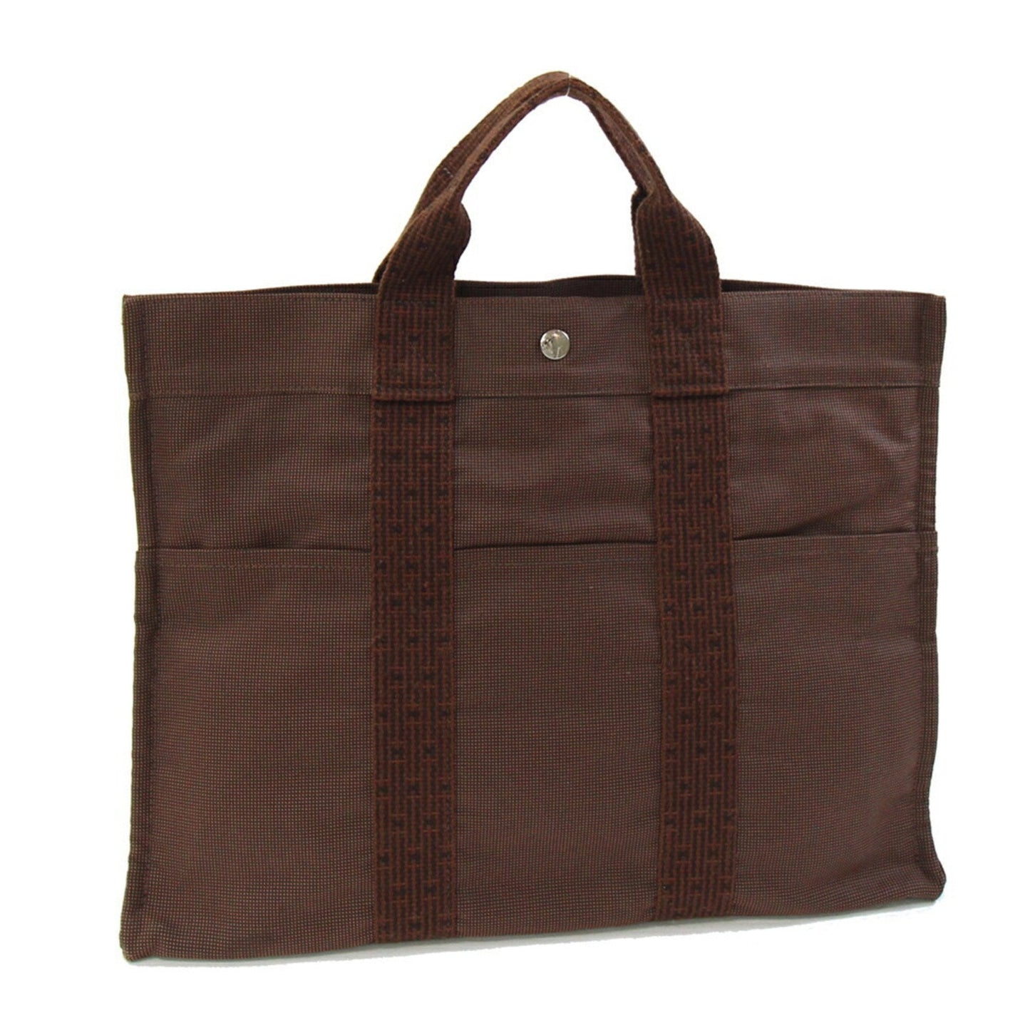 Hermes Brown Canvas Handbag Tote Bag ( )