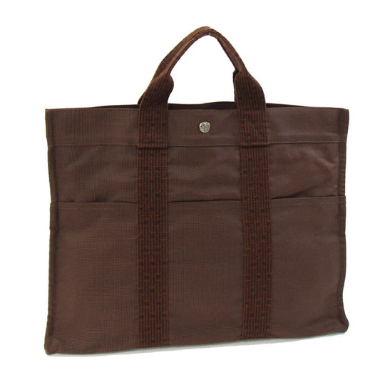 Hermes Brown Canvas Handbag Tote Bag ( )