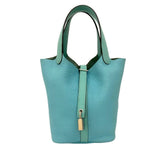 Hermes Blue Taurillon Clemence Leather Handbag Tote Bag ( )