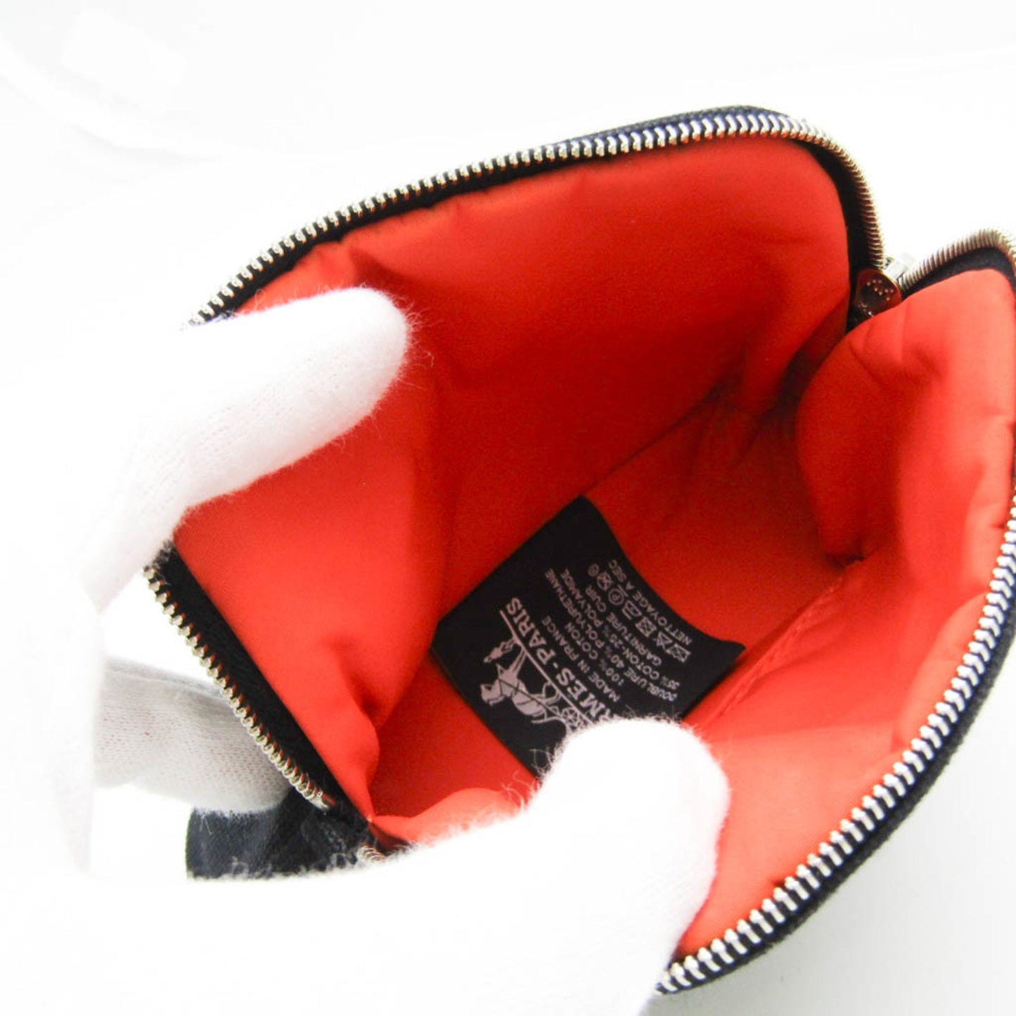 Hermes Bolide Black Brown Cotton Leather Pouch ( )