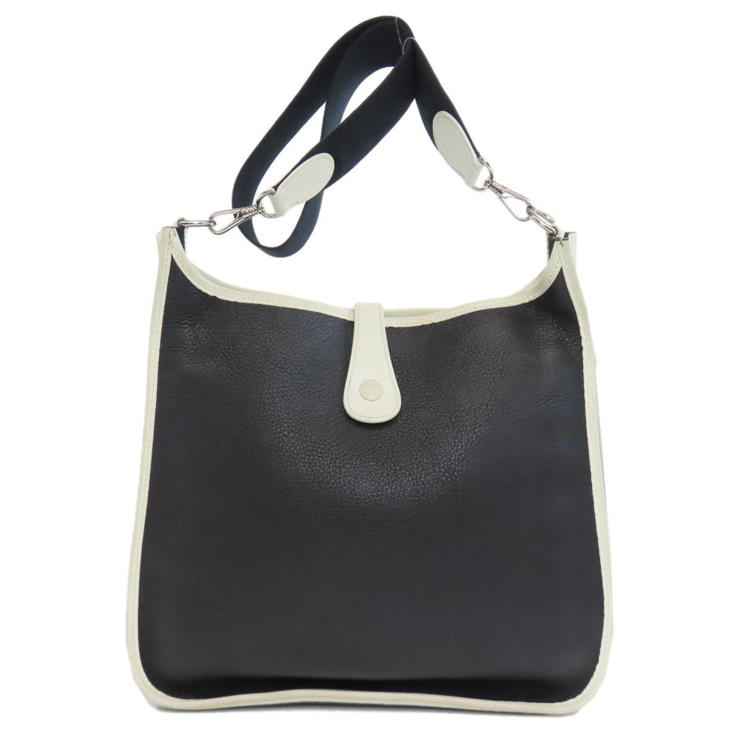 Hermes Black White Taurillon Clemence Leather Shoulder Bag ( )
