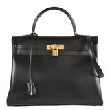 Hermes Black Box Calf Leather Handbag ( )