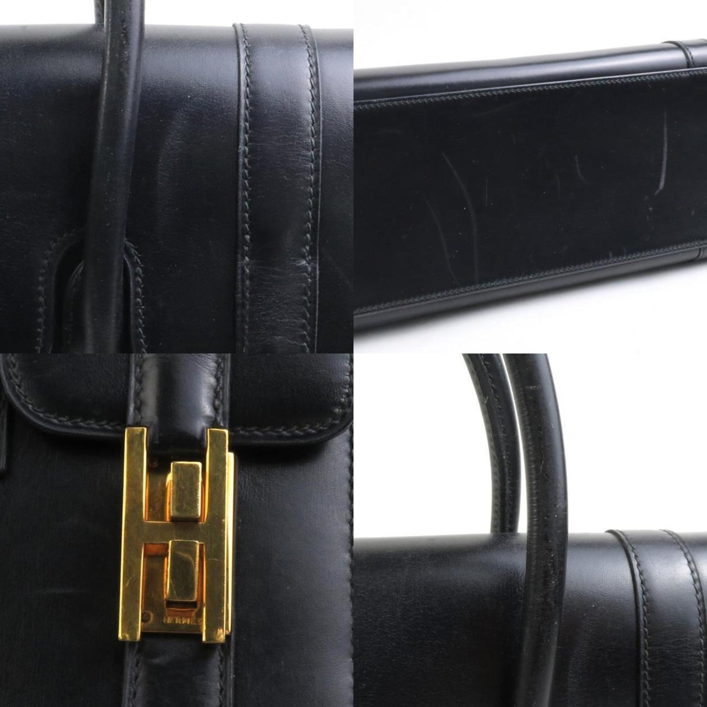 Hermes Black Box Calf Leather Handbag ( )