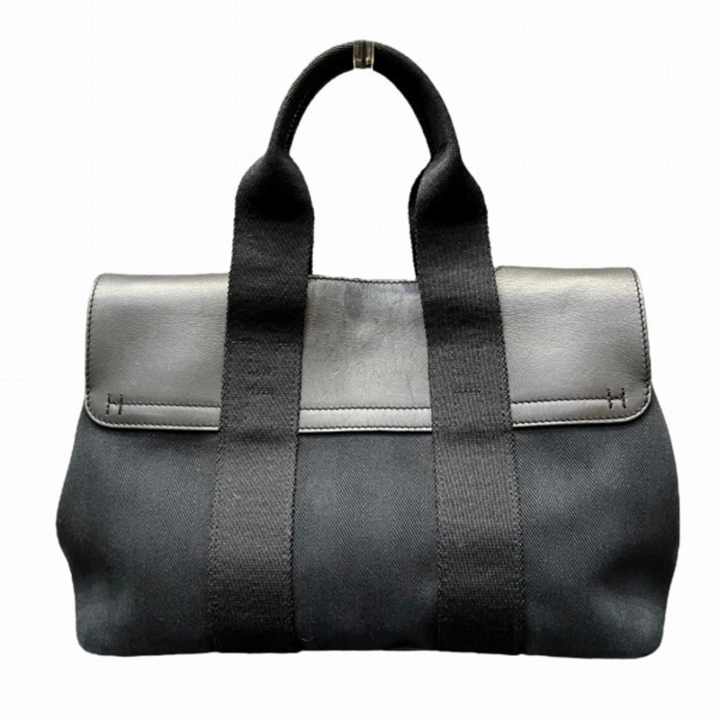 Hermes Black Toile Chevron Leather Handbag ( )