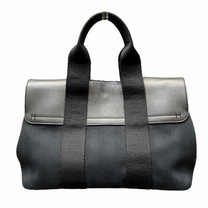Hermes Black Toile Chevron Leather Handbag ( )