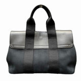 Hermes Black Toile Chevron Leather Handbag ( )