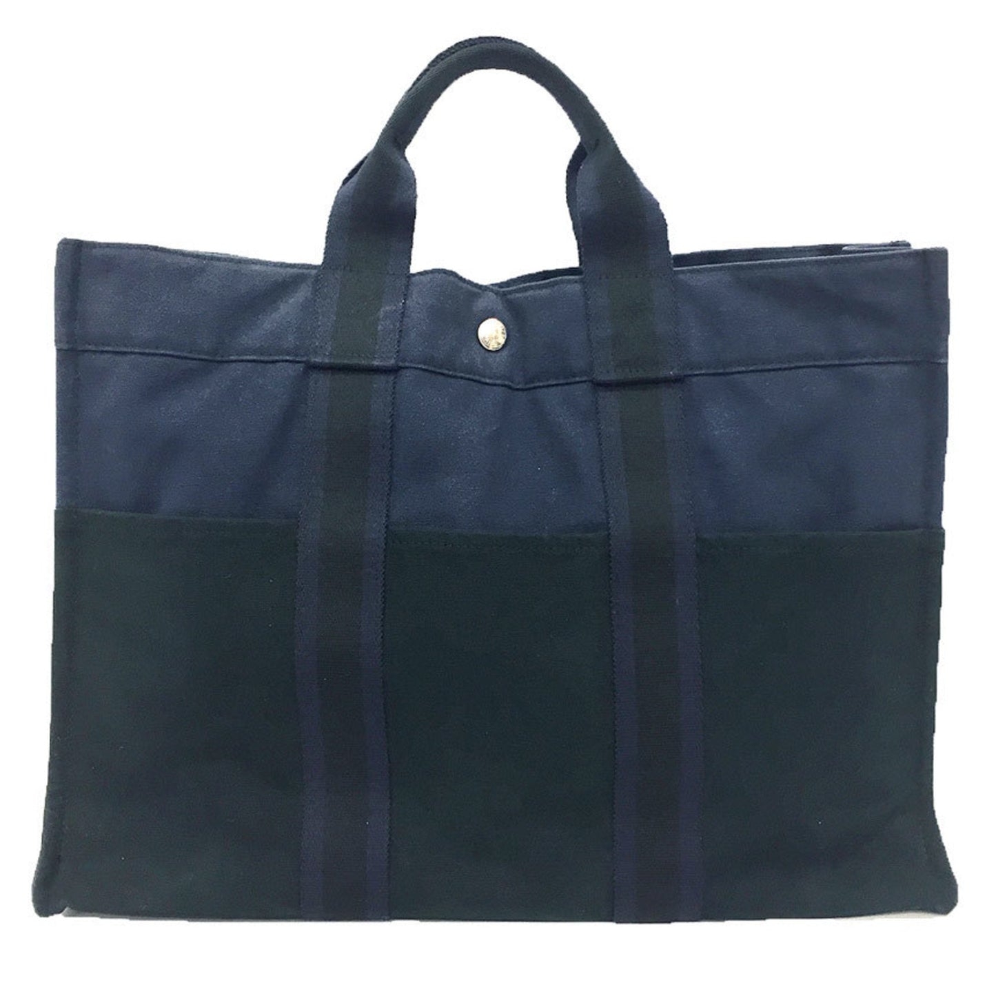 Hermes Black Navy Canvas Tote Bag ( )