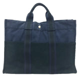 Hermes Black Navy Canvas Tote Bag ( )