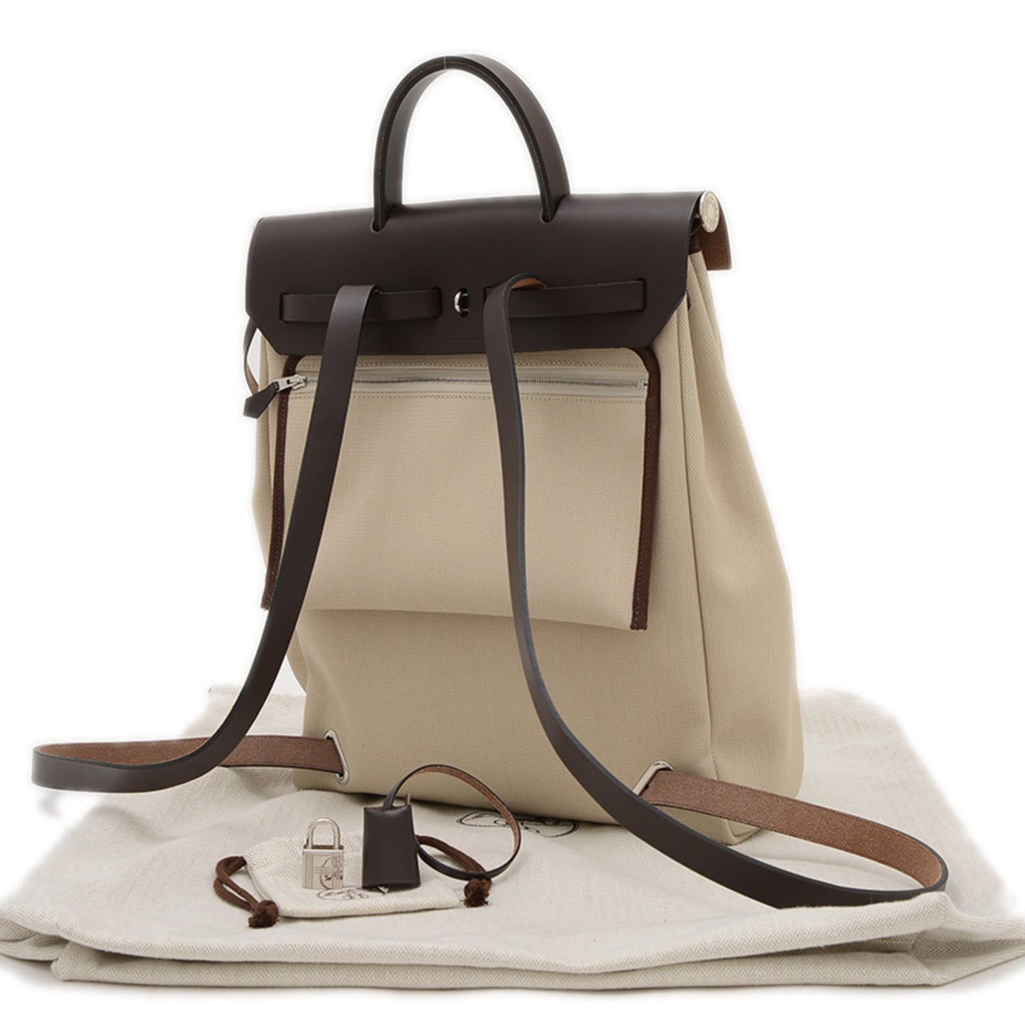 Hermes Beige Brown Leather Tote Bag ( )