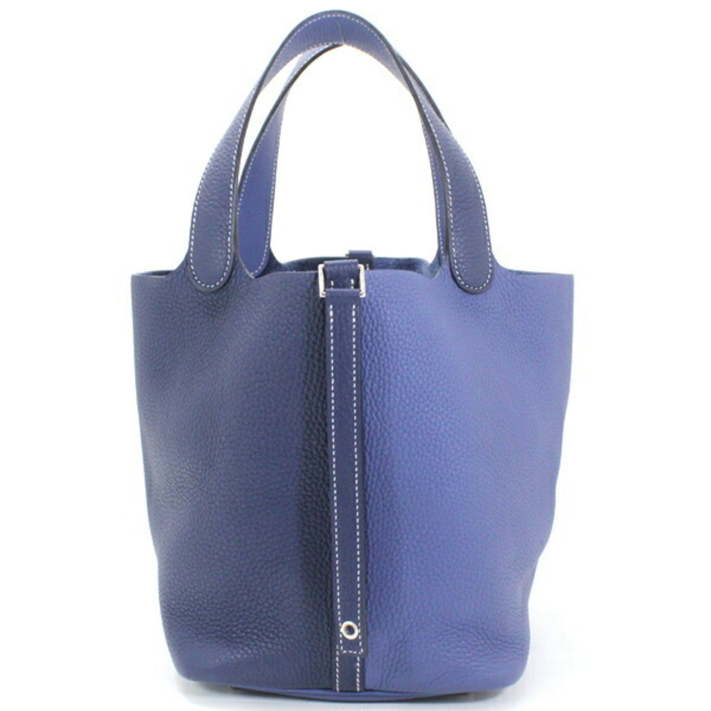 Hermes Bleu Saphir Taurillon Clemence Leather Handbag Tote Bag ( )