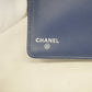 Chanel bi-fold long wallet matelasse lambskin navy silver metal
