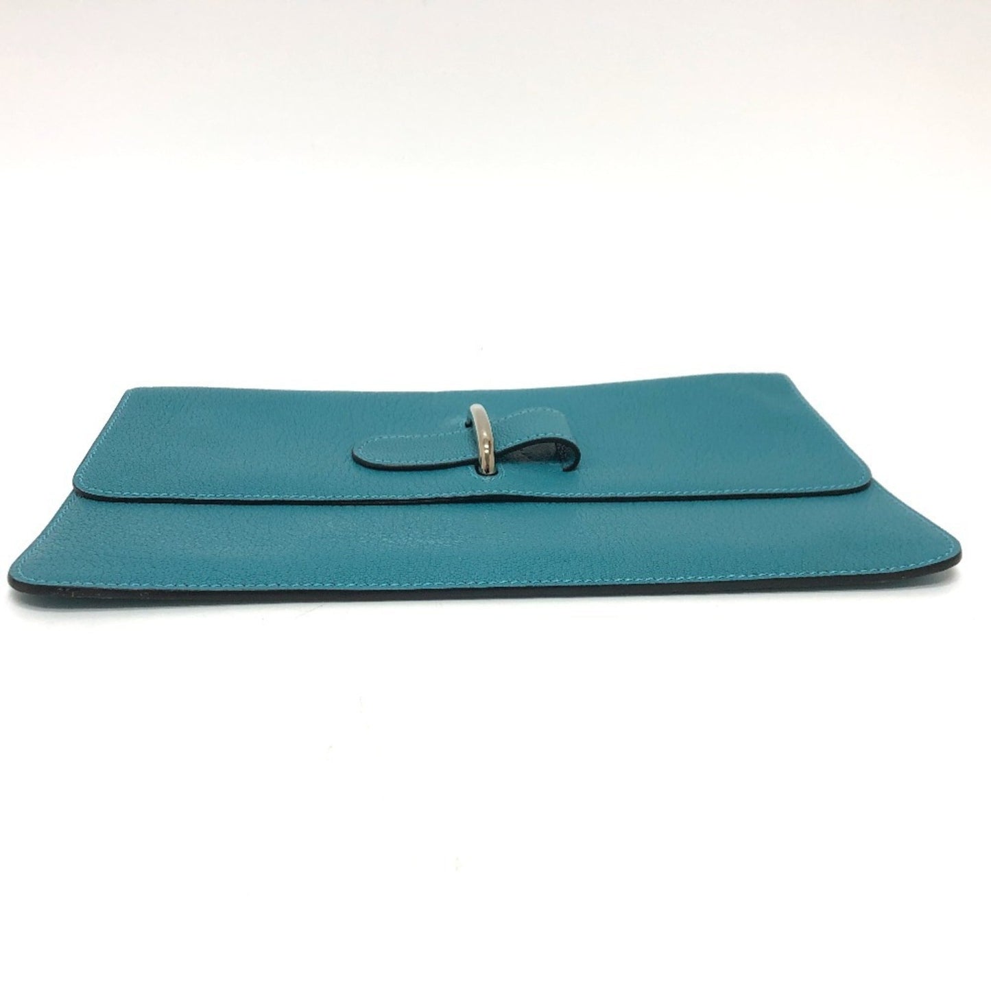 Hermes Blue Jean Chevre Myzore Leather Clutch Bag Pouch ( )