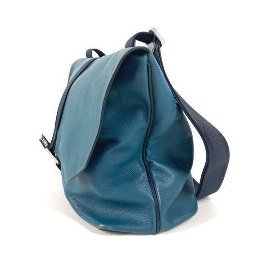 Hermes Blue Navy Leather Messenger Bag Shoulder Bag ( )