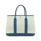 Hermes Bambou Blue Ecru Toile H Negonda Leather Handbag ( )