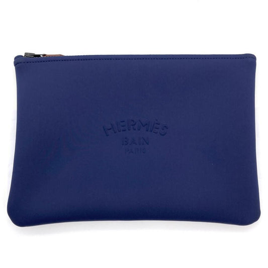 Hermes Blue Marine Navy Nylon Elastane Pouch ( )