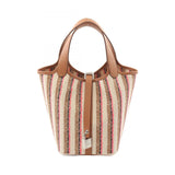 Hermes Brown Ivory Multi-Color Toile H Handbag ( )