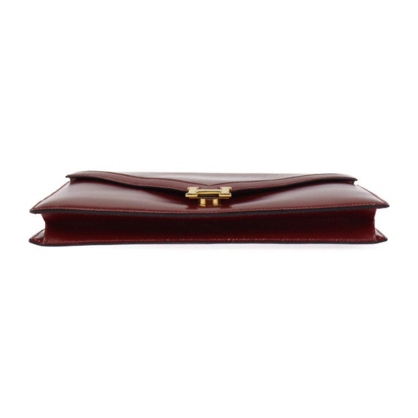 Hermes Bordeaux Rouge H Box Calf Leather Clutch Bag Handbag ( )