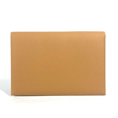 Hermes Brown Pink Epsom Leather Clutch Bag ( )