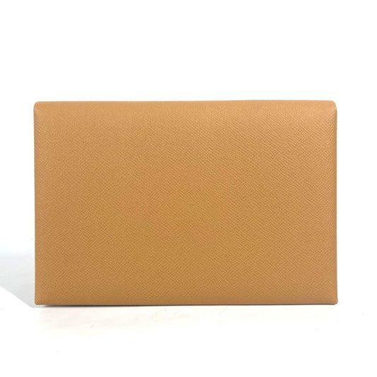 Hermes Brown Pink Epsom Leather Clutch Bag ( )