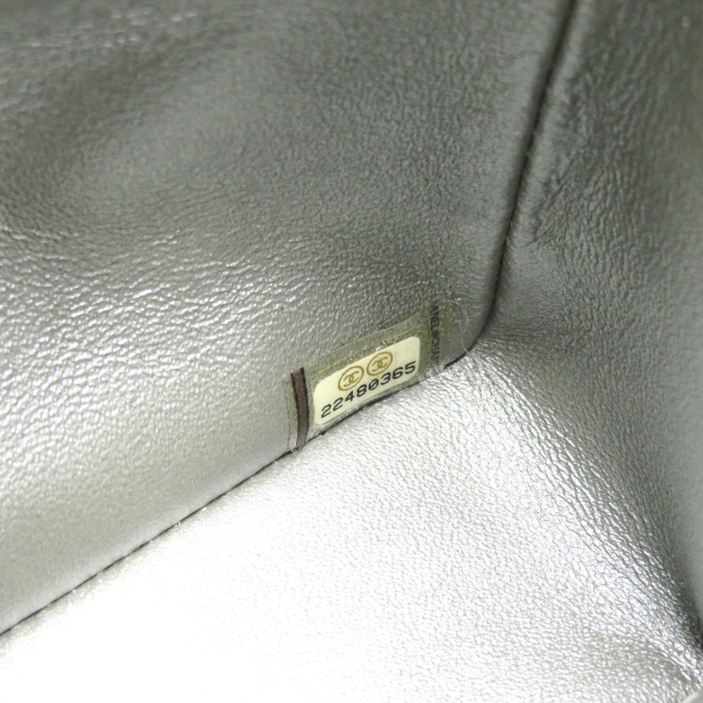 CHANEL Airline W Flap ChainShoulder Silver Calfskin [cowhide]