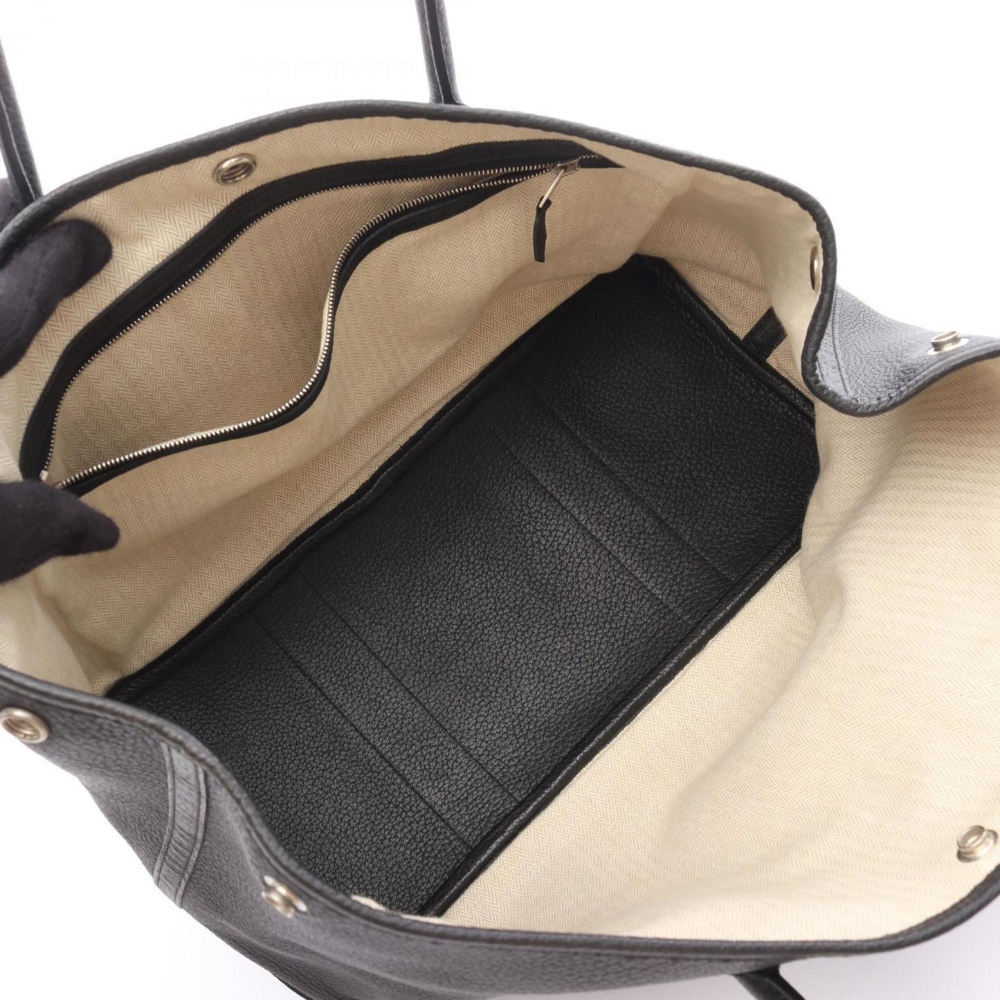 Hermes Black Taurillon Clemence Leather Tote Bag ( )