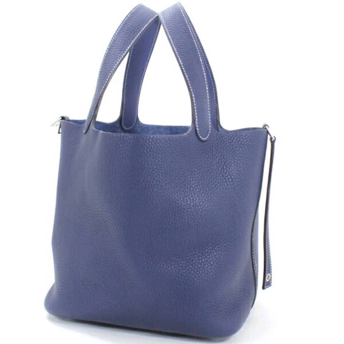 Hermes Bleu Saphir Taurillon Clemence Leather Handbag Tote Bag ( )