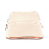 Hermes Beige Brown Natural Canvas Leather Pouch ( )