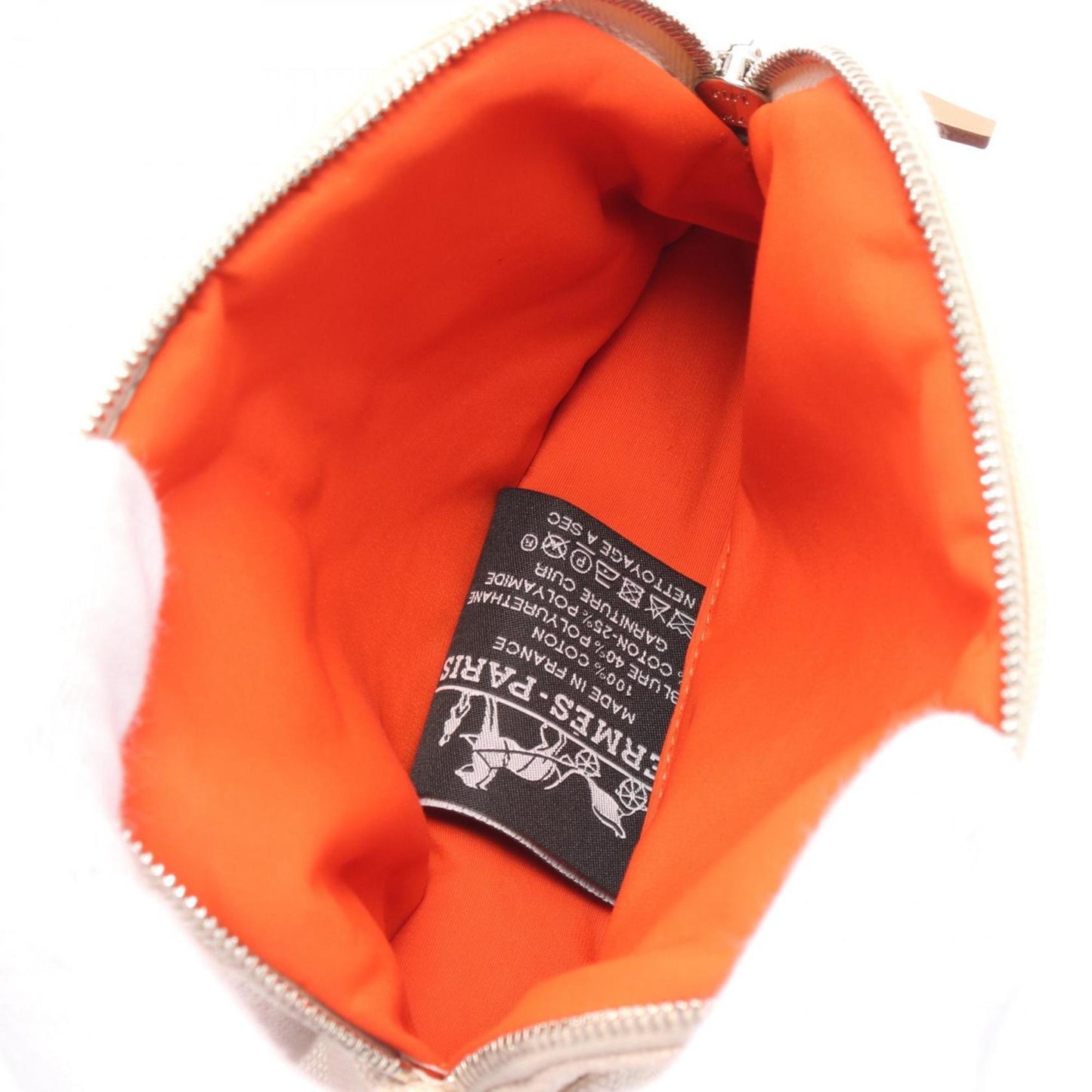 Hermes Beige Brown Natural Canvas Leather Pouch ( )