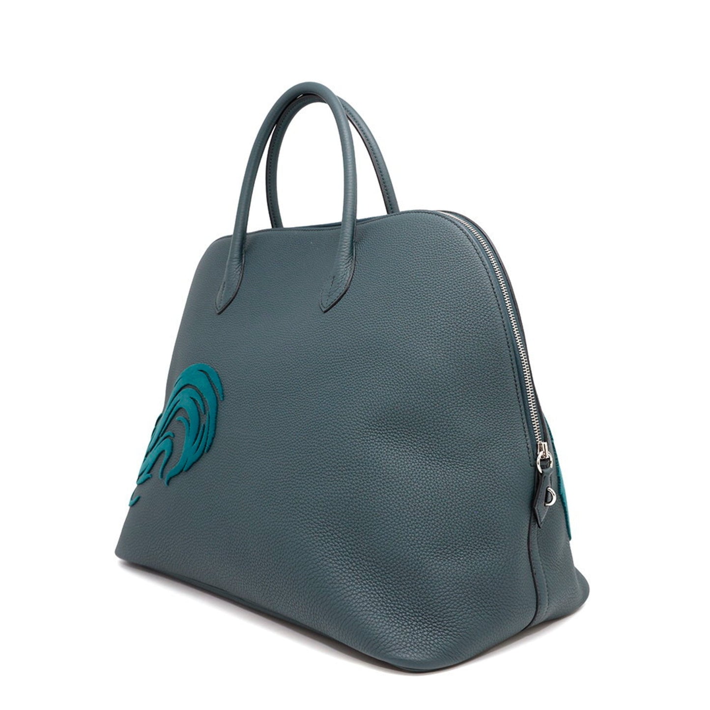 Hermes Bolide Silver Togo Leather Velvet Handbag ( )