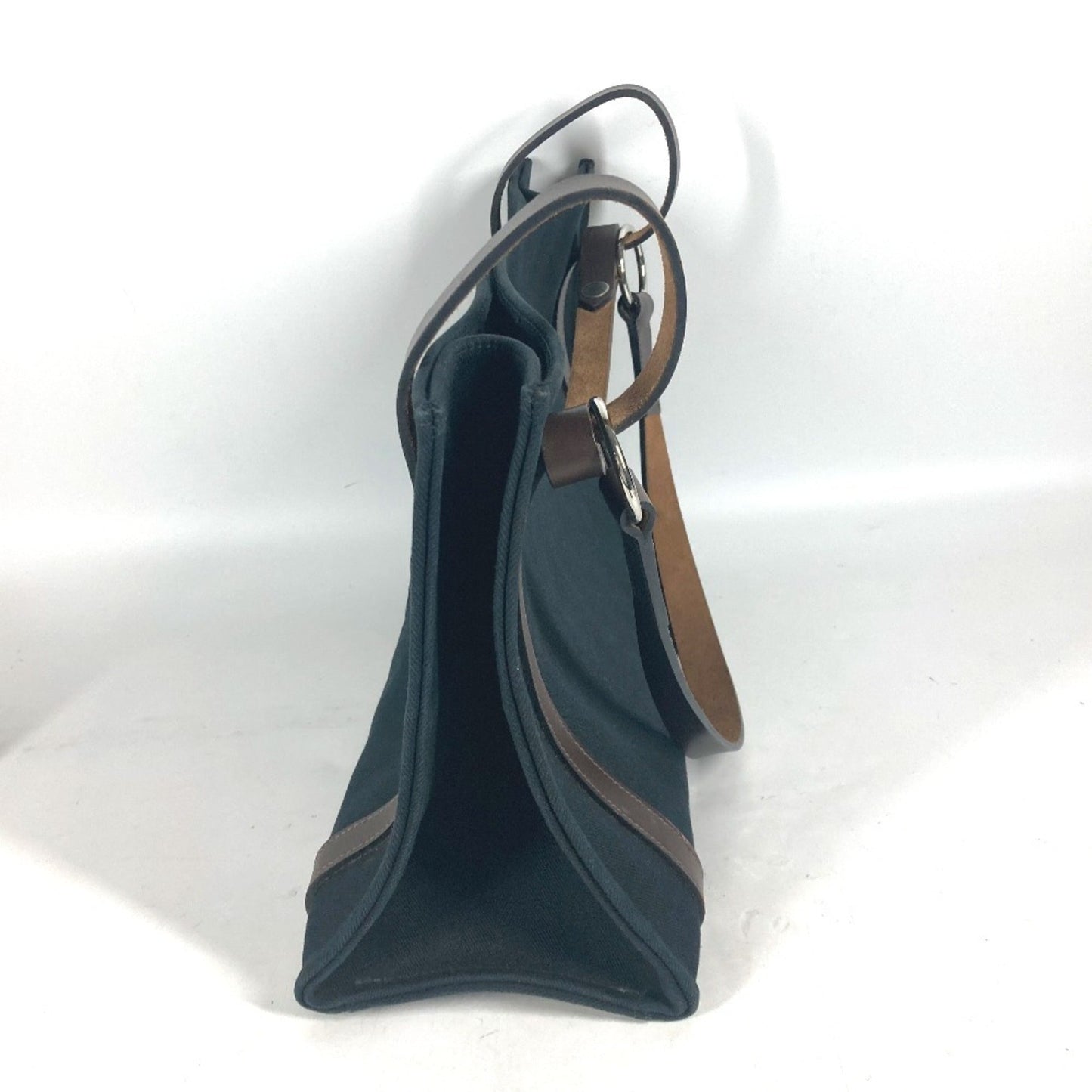 Hermes Black Brown Canvas Shoulder Bag Tote Bag ( )