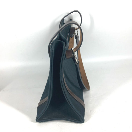 Hermes Black Brown Canvas Shoulder Bag Tote Bag ( )