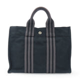 Hermes Black Gray Canvas Handbag ( )