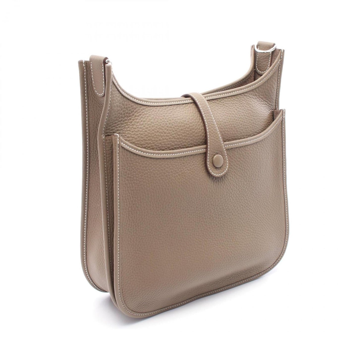 Hermes Beige Etoupe Gray Taurillon Clemence Leather Shoulder Bag ( )