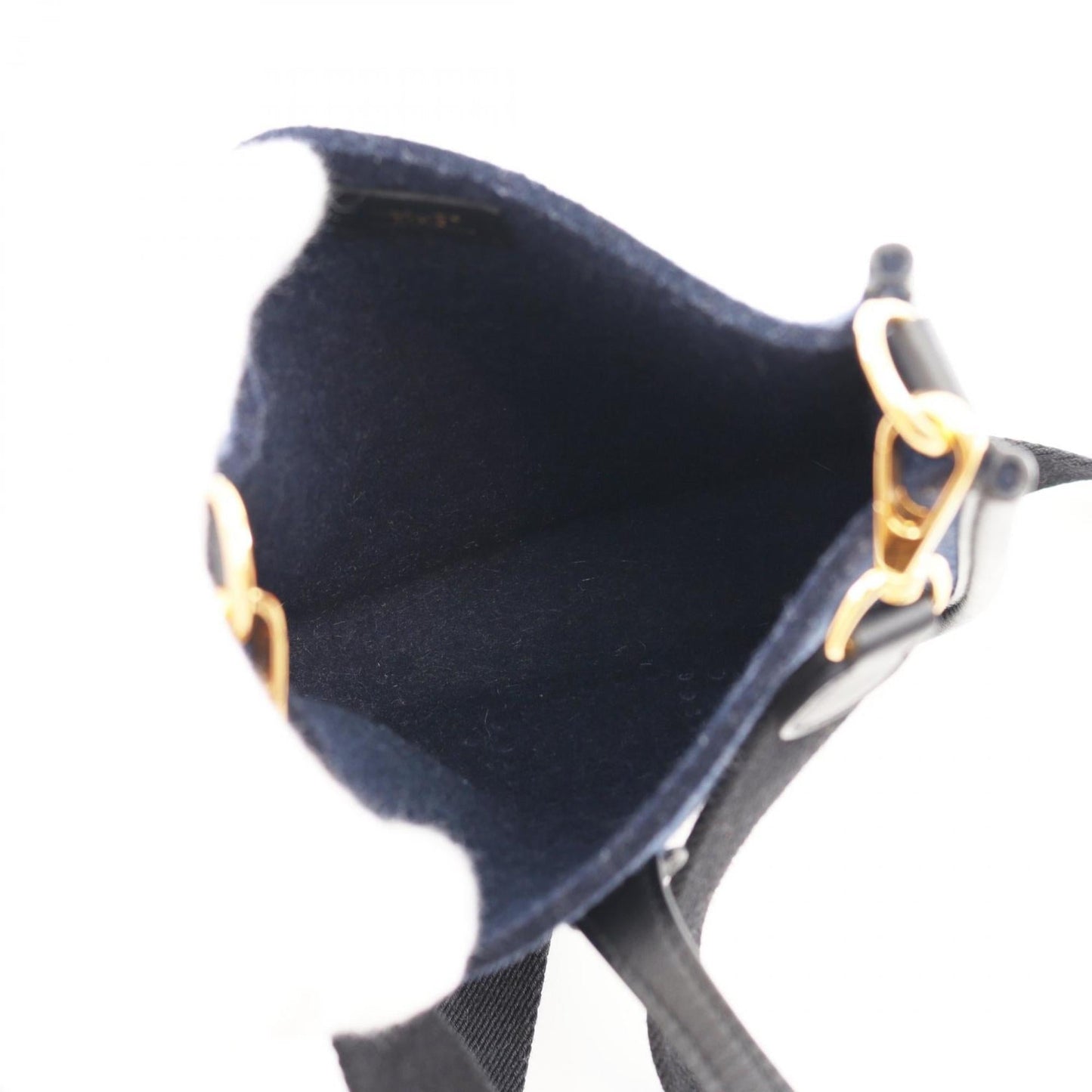 Hermes Black Blue Nuit Navy Felt Swift Leather Shoulder Bag ( )