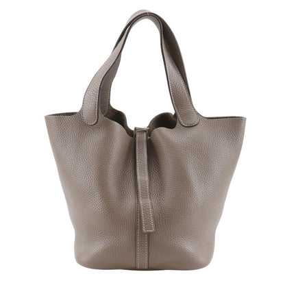 Hermes Brown Etoupe Gray Taurillon Clemence Leather Handbag ( )