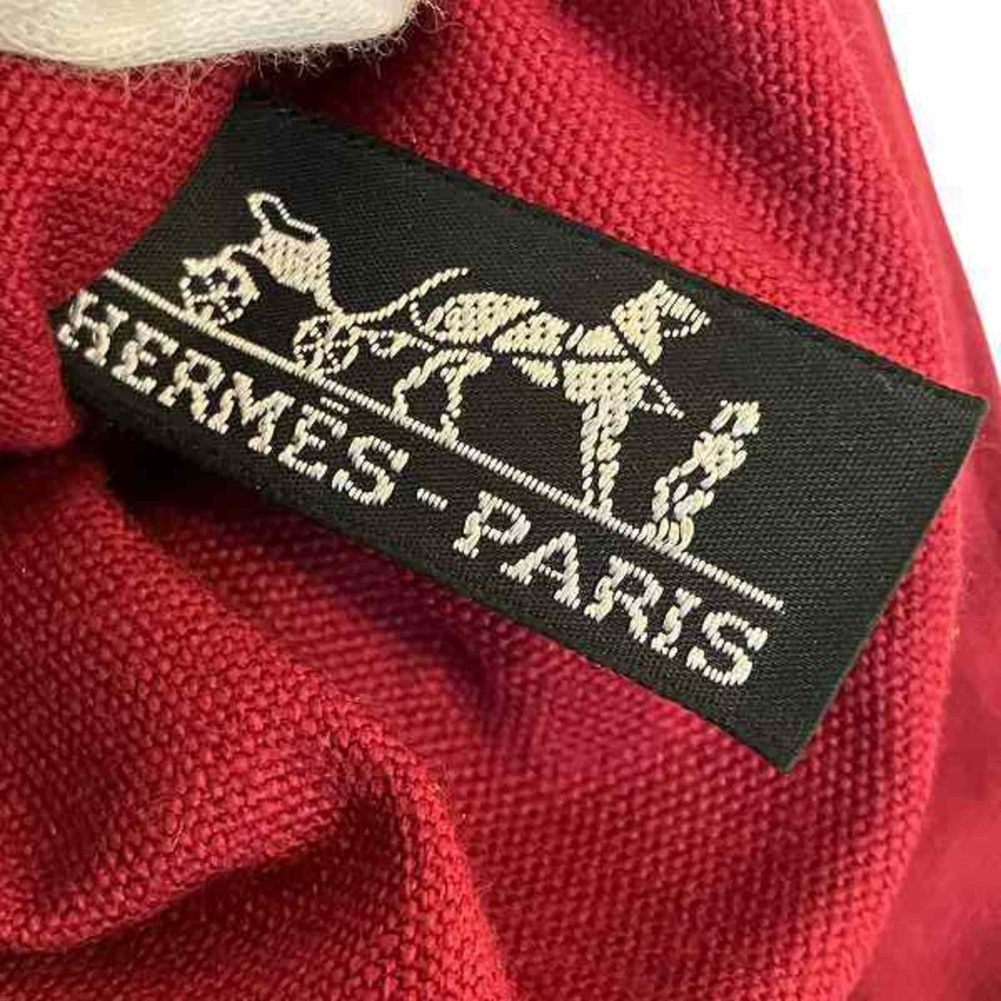 Hermes Brown Red Color Canvas Leather Tote Bag ( )