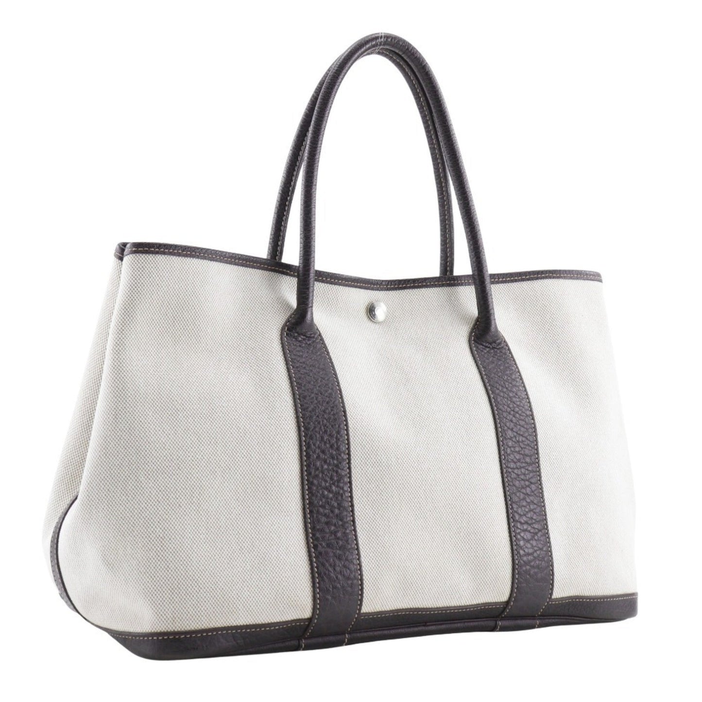 Hermes Beige Brown Marron Toile H Buffalo Leather Tote Bag ( )