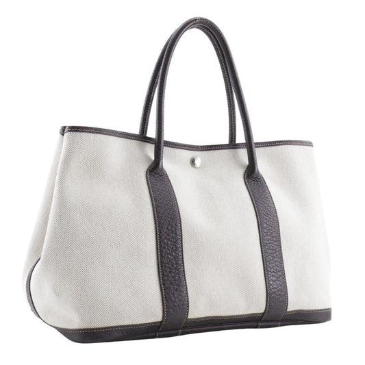 Hermes Beige Brown Marron Toile H Buffalo Leather Tote Bag ( )