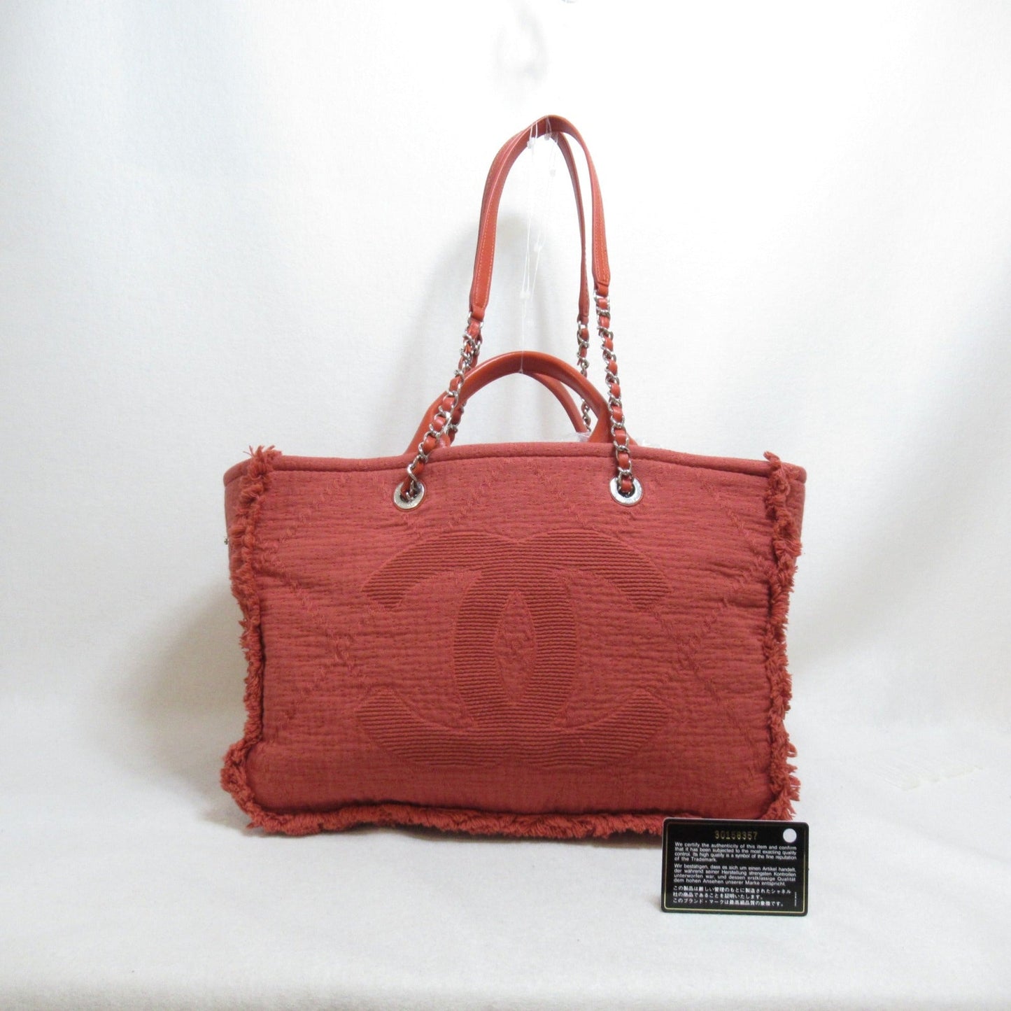 CHANEL 2wayChainShoulder Bag Orange cotton