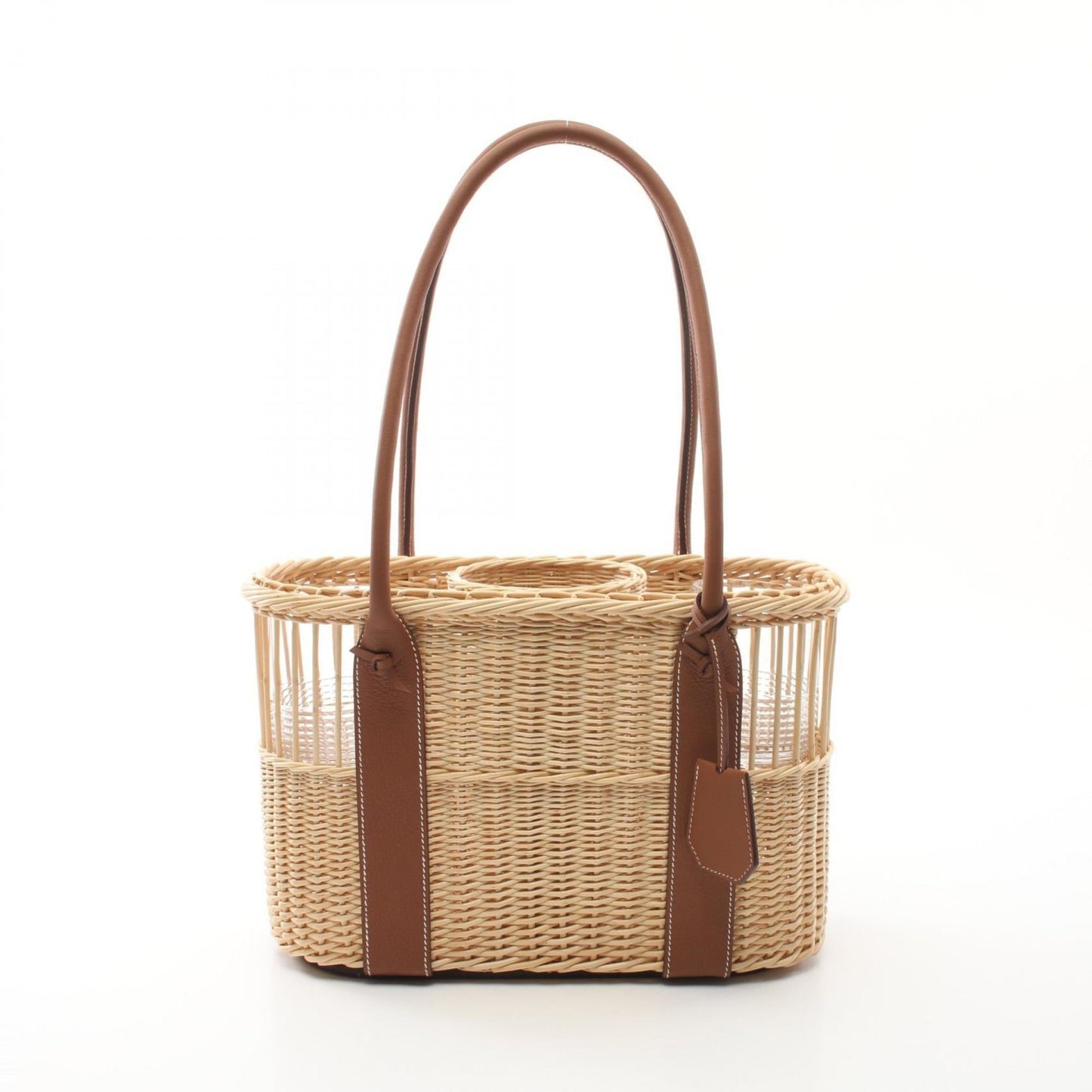 Hermes Beige Brown Barenia Leather Basket Handbag ( )