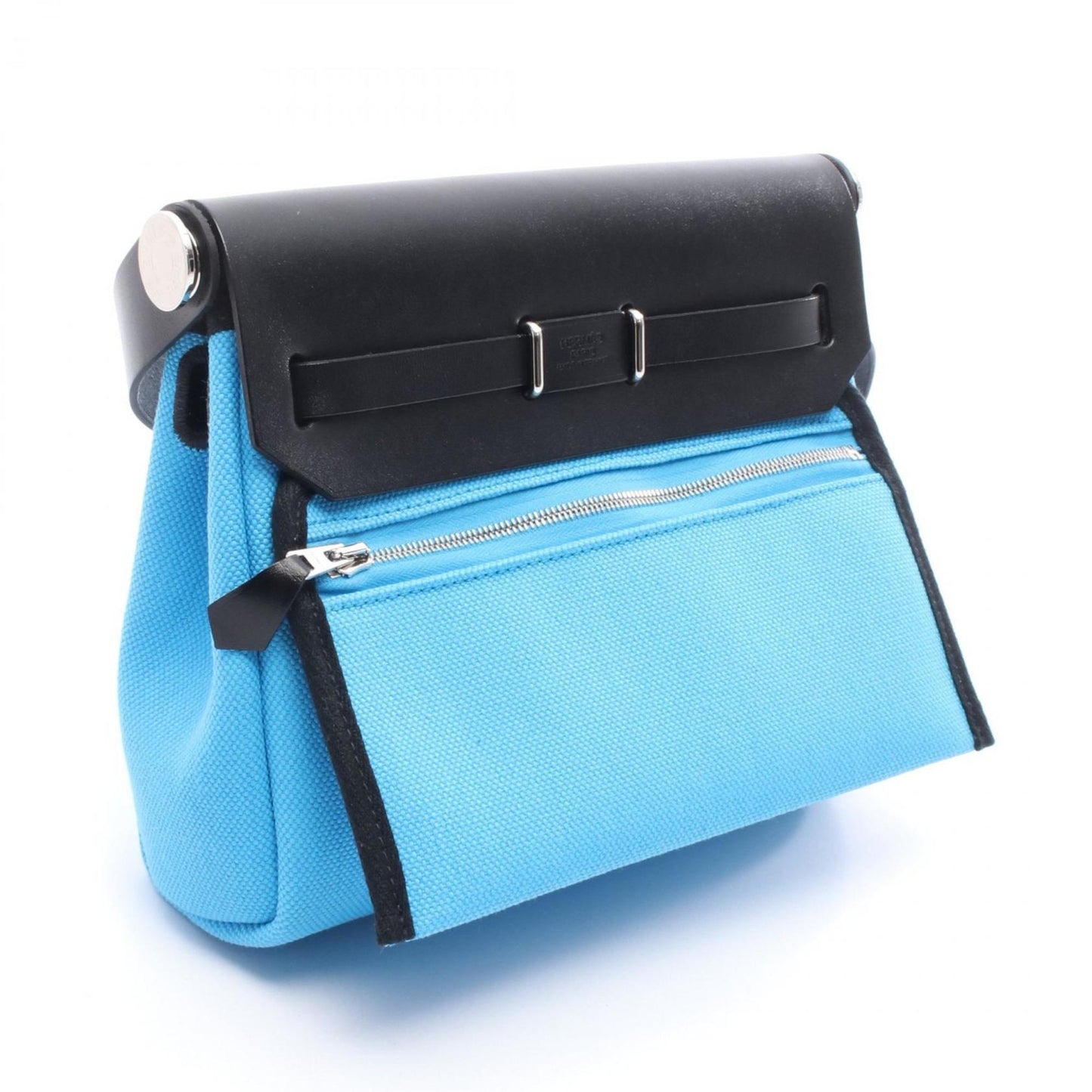 Hermes Black Blue Leather Shoulder Bag ( )