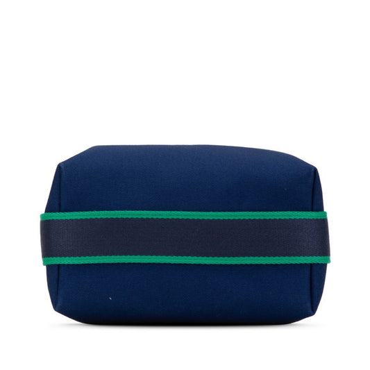 Hermes Blue Marine Navy Toile H Handbag Pouch ( )