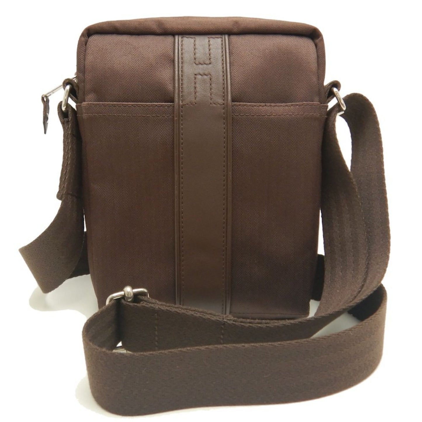 Hermes Brown Dark Brown Toile Chevron Shoulder Bag ( )