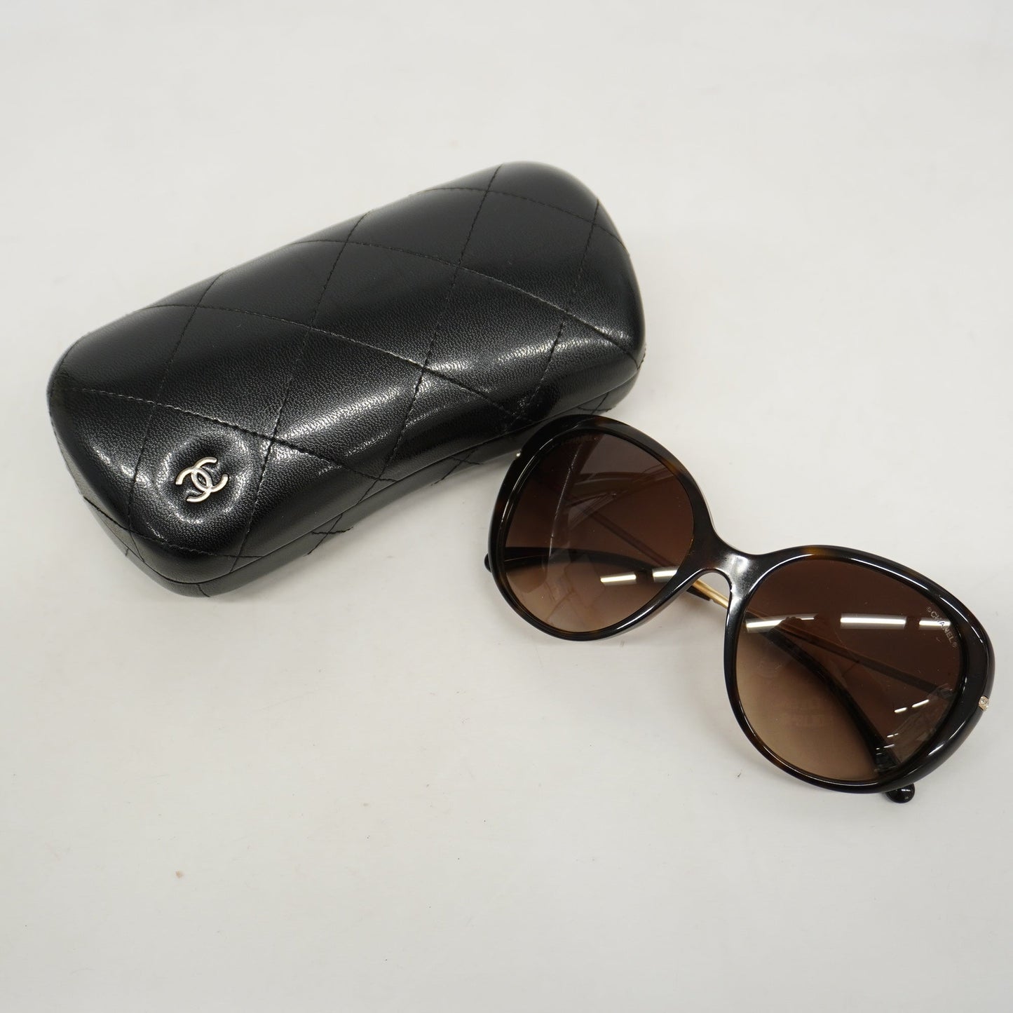 CHANEL Women's Sunglasses Brown Sunglasses gold hardware