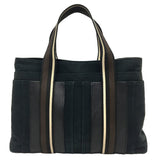 Hermes Black Canvas Leather Tote Bag ( )