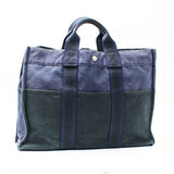 Hermes Bicolor Black Navy Canvas Tote Bag ( )